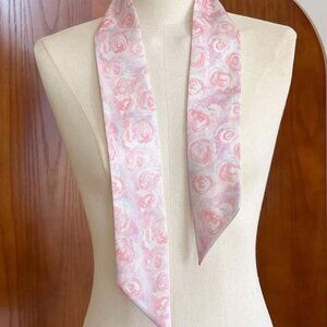 Satin Elegant Flower Printed Ribbon Scarf